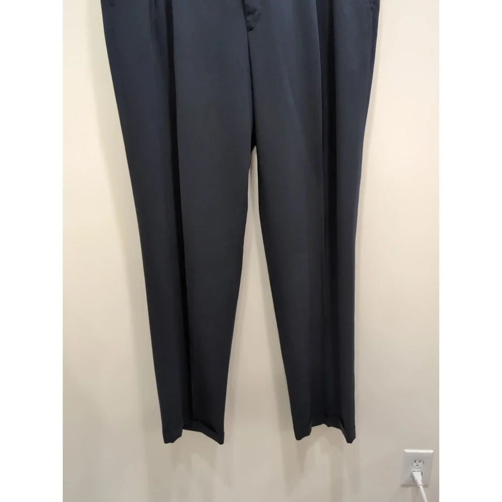 Savane‎ Mens Dress Pants Tall Size 40x36 Navy Blue Pleated Cuffed